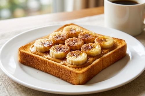 ピーナッツバターとバナナのトースト
